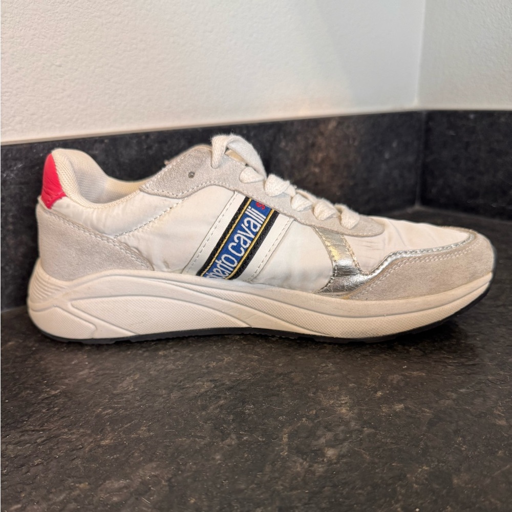Roberto Cavalli Sport White and Silver Athletic Shoes - Picture 10 of 13